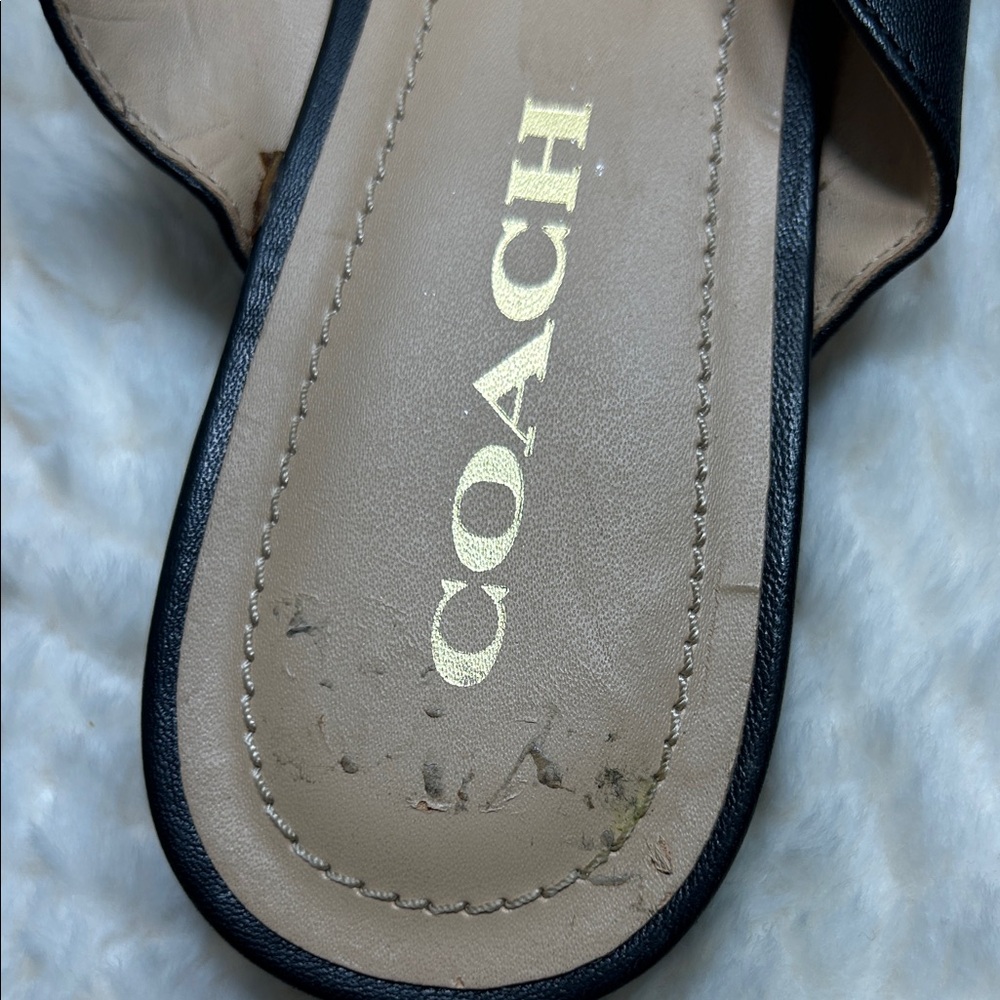COACH Women's Sawyer Loafer Logo-Bit Mules Leather Black W/ Gold Chain.Sz 8 - Picture 7 of 7
